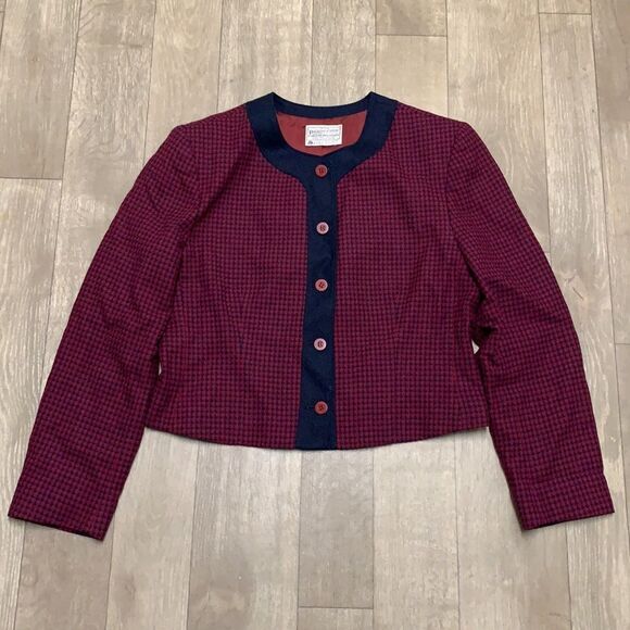 Womens Vintage Miss Pendleton 100% Virgin‎ Wool Crop Blazer Jacket - Picture 1 of 7